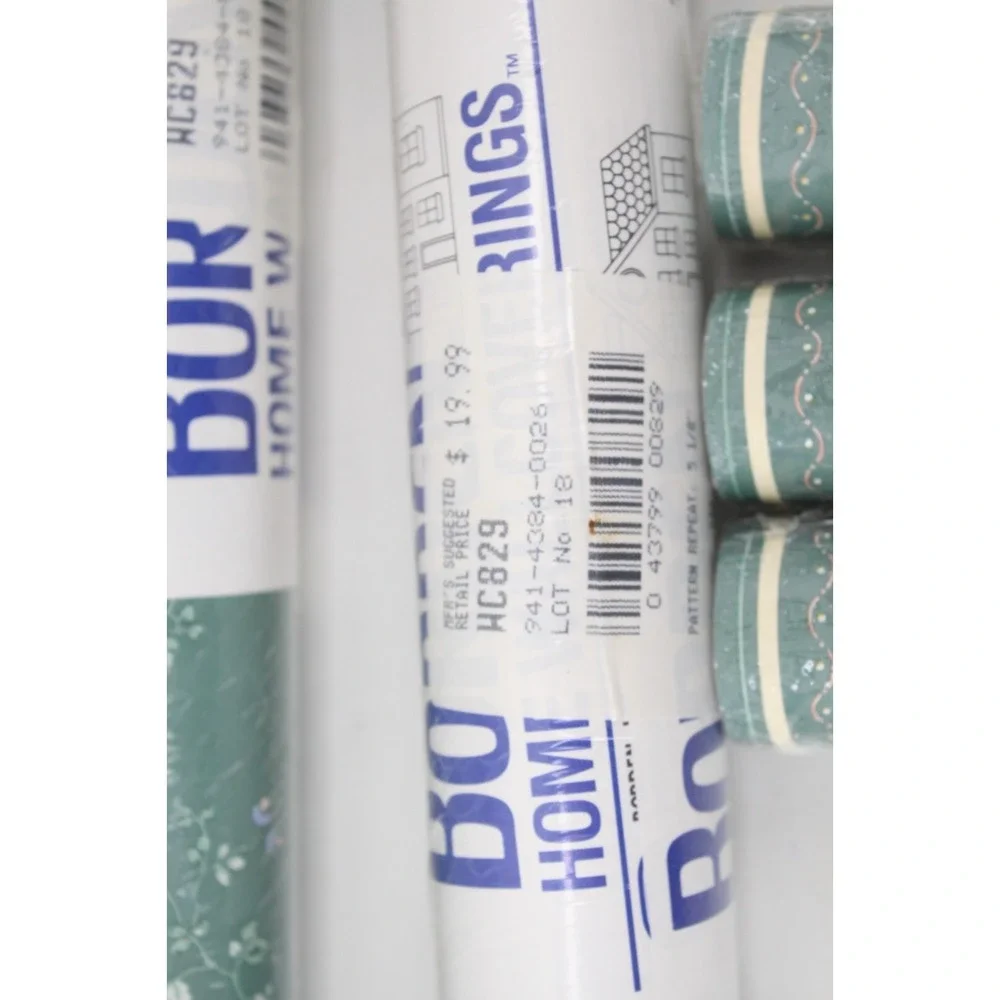 Deadstock Vintage MCM Borden Green Vinyl‎ Wallcovering 3 rolls WC829 3 - WB828